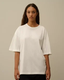 T-shirts & Polo<C.P. Company 20/1 Jersey Boxy Logo T-Shirt Gauze White