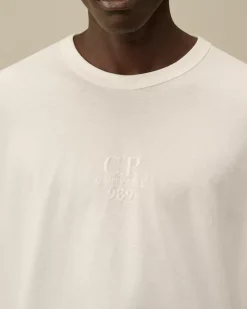 T-shirts & Polo<C.P. Company 20/1 Jersey Boxy Longsleeve Logo T-Shirt Gauze White
