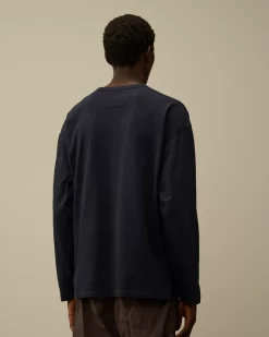 T-shirts & Polo<C.P. Company 20/1 Jersey Boxy Longsleeve Logo T-Shirt Total Eclipse – Blue