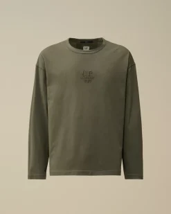 T-shirts & Polo<C.P. Company 20/1 Jersey Boxy Longsleeve Logo T-Shirt Grape Leaf – Green