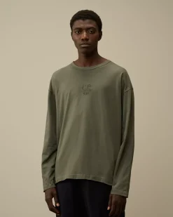 T-shirts & Polo<C.P. Company 20/1 Jersey Boxy Longsleeve Logo T-Shirt Grape Leaf – Green