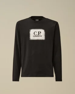 T-shirts & Polo<C.P. Company 30/1 Jersey Logo Label Longsleeve T-Shirt Black