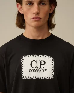 T-shirts & Polo<C.P. Company 30/1 Jersey Logo Label T-Shirt Black