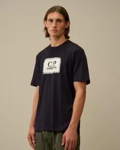 T-shirts & Polo<C.P. Company 30/1 Jersey Logo Label T-Shirt Total Eclipse – Blue