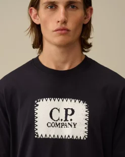 T-shirts & Polo<C.P. Company 30/1 Jersey Logo Label T-Shirt Total Eclipse – Blue