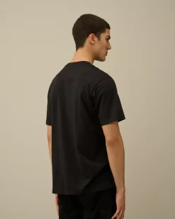 T-shirts & Polo<C.P. Company 30/1 Jersey Logo Patch T-Shirt Black