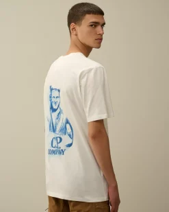 T-shirts & Polo<C.P. Company 24/1 Jersey Pencil Effect Graphics T-Shirt Gauze White