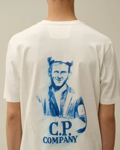 T-shirts & Polo<C.P. Company 24/1 Jersey Pencil Effect Graphics T-Shirt Gauze White