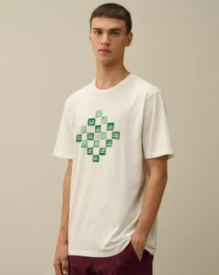 T-shirts & Polo<C.P. Company 24/1 Jersey Printed Logo Grid T-Shirt Gauze White