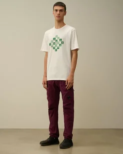 T-shirts & Polo<C.P. Company 24/1 Jersey Printed Logo Grid T-Shirt Gauze White