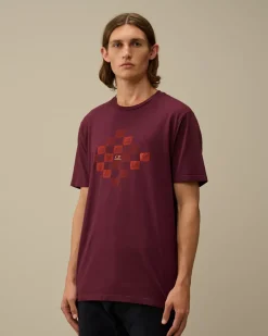 T-shirts & Polo<C.P. Company 24/1 Jersey Printed Logo Grid T-Shirt Potent Purple