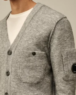 Jumpers<C.P. Company Alpaca Wool Buttoned Cardigan Graphite Melange – Grey