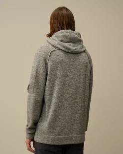 Jumpers<C.P. Company Alpaca Wool Hooded Knit Graphite Melange – Grey