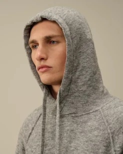 Jumpers<C.P. Company Alpaca Wool Hooded Knit Graphite Melange – Grey