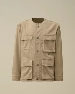 Overshirt<C.P. Company Armored Stretch Satin Buttoned Overshirt Vintage Khaki – Beige