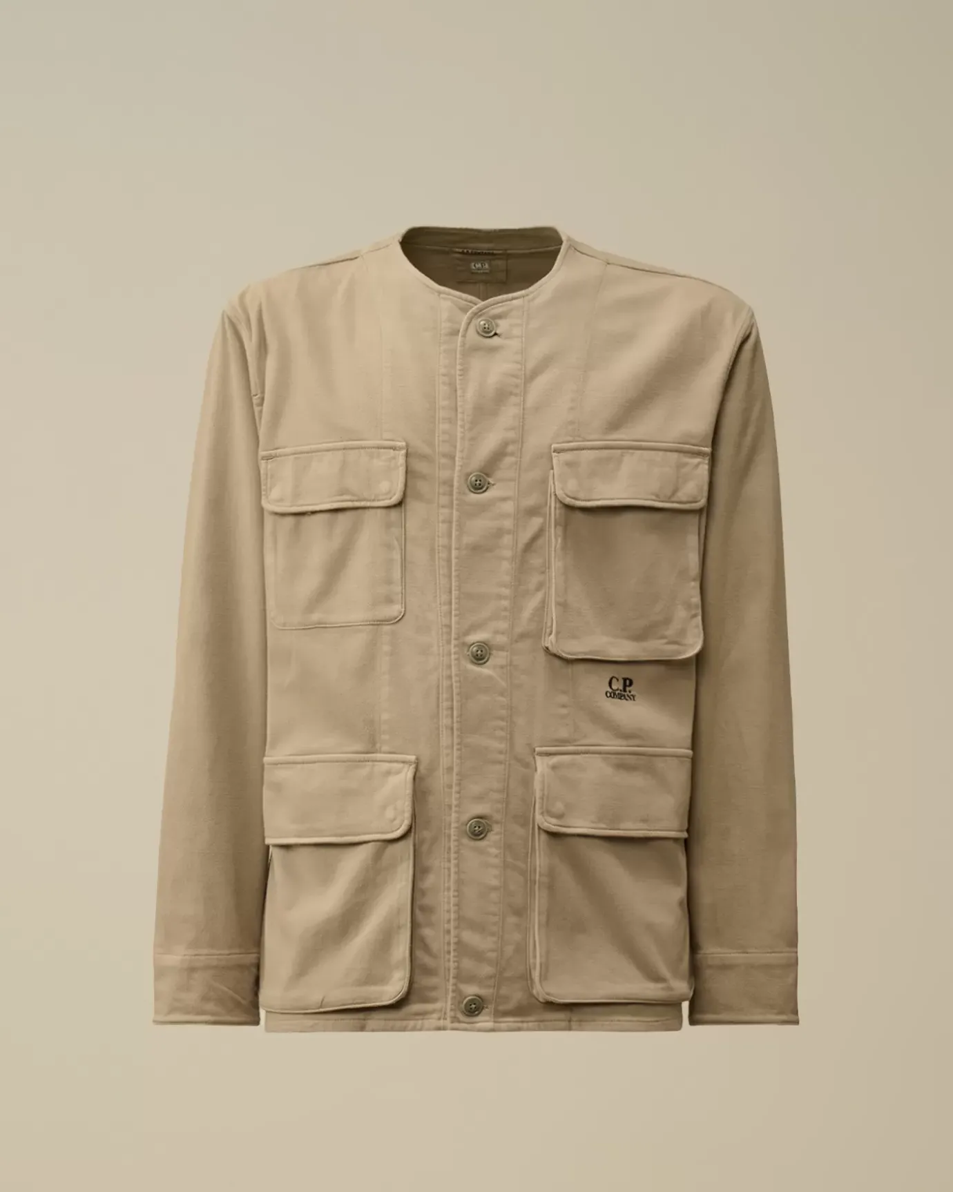 Overshirt<C.P. Company Armored Stretch Satin Buttoned Overshirt Vintage Khaki – Beige