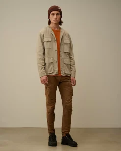 Overshirt<C.P. Company Armored Stretch Satin Buttoned Overshirt Vintage Khaki – Beige