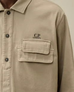 Shirt<C.P. Company Armored Stretch Satin Buttoned Shirt Vintage Khaki – Beige