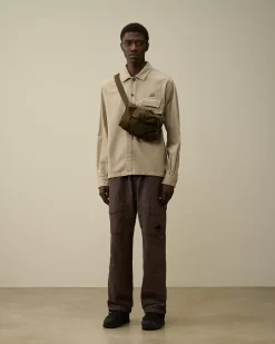 Shirt<C.P. Company Armored Stretch Satin Buttoned Shirt Vintage Khaki – Beige