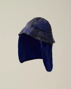 Hats<C.P. Company Bi-Film Neck Flap Bucket Hat Estate Blue