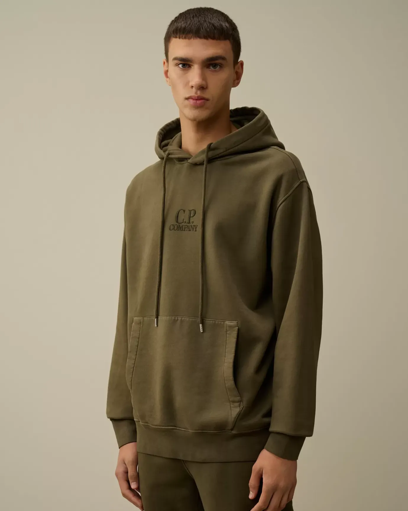 Sweatshirts<C.P. Company Brushed and Emerized Diagonal Fleece Logo Hooded Sweatshirt Grape Leaf – Green