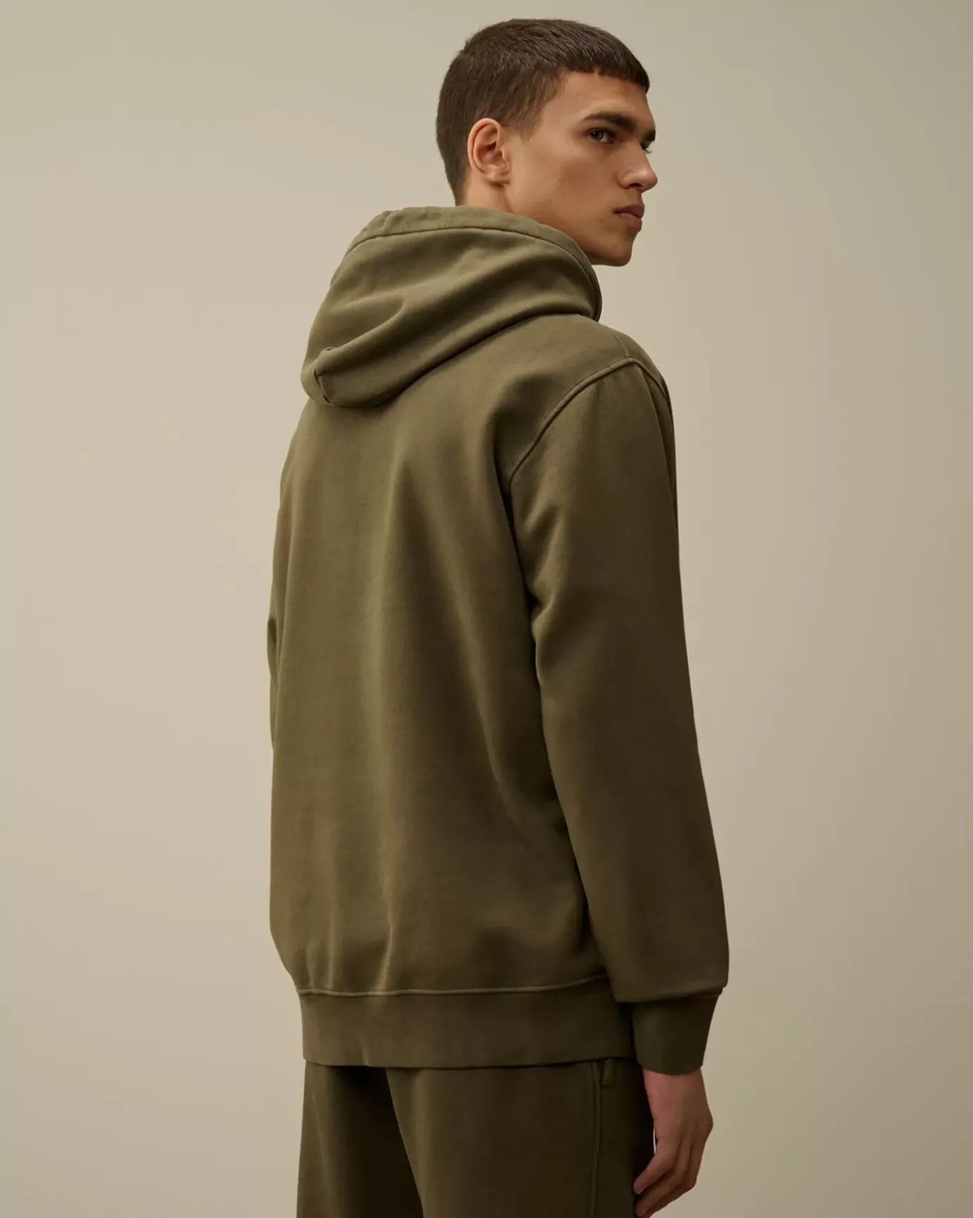 Sweatshirts<C.P. Company Brushed and Emerized Diagonal Fleece Logo Hooded Sweatshirt Grape Leaf – Green