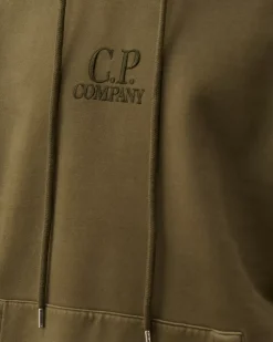 Sweatshirts<C.P. Company Brushed and Emerized Diagonal Fleece Logo Hooded Sweatshirt Grape Leaf – Green