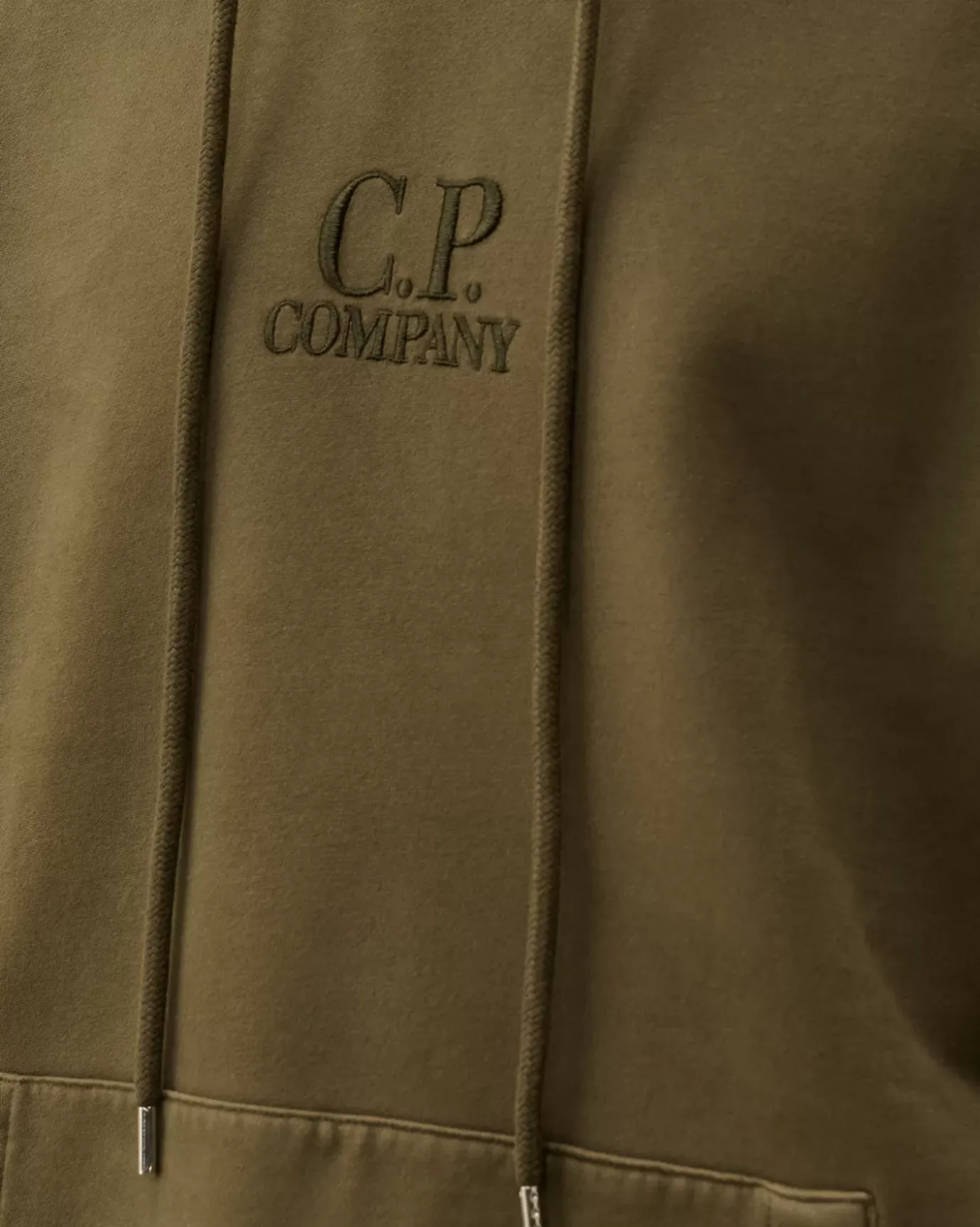 Sweatshirts<C.P. Company Brushed and Emerized Diagonal Fleece Logo Hooded Sweatshirt Grape Leaf – Green