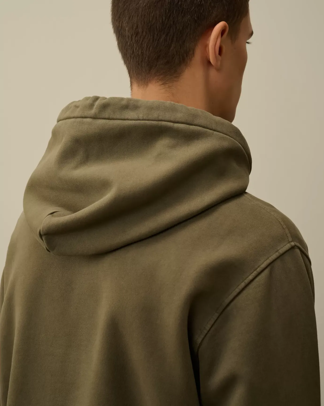 Sweatshirts<C.P. Company Brushed and Emerized Diagonal Fleece Logo Hooded Sweatshirt Grape Leaf – Green
