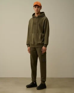 Sweatshirts<C.P. Company Brushed and Emerized Diagonal Fleece Logo Hooded Sweatshirt Grape Leaf – Green