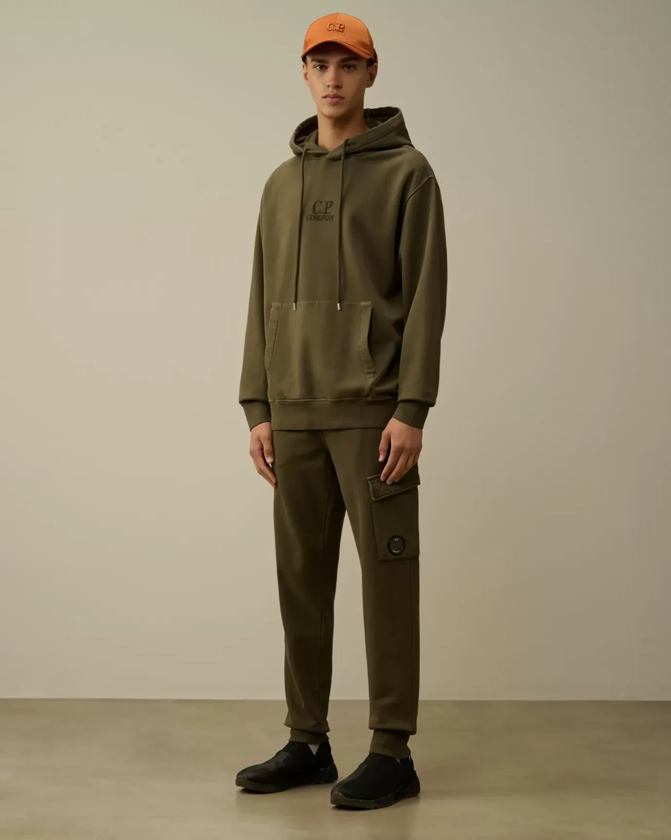 Sweatshirts<C.P. Company Brushed and Emerized Diagonal Fleece Logo Hooded Sweatshirt Grape Leaf – Green