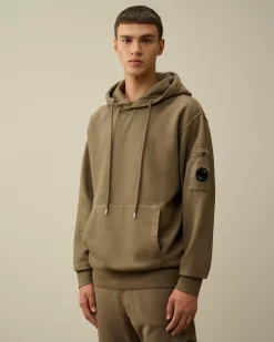Sweatshirts<C.P. Company Brushed and Emerized Diagonal Fleece Lens Hooded Sweatshirt Walnut – Beige