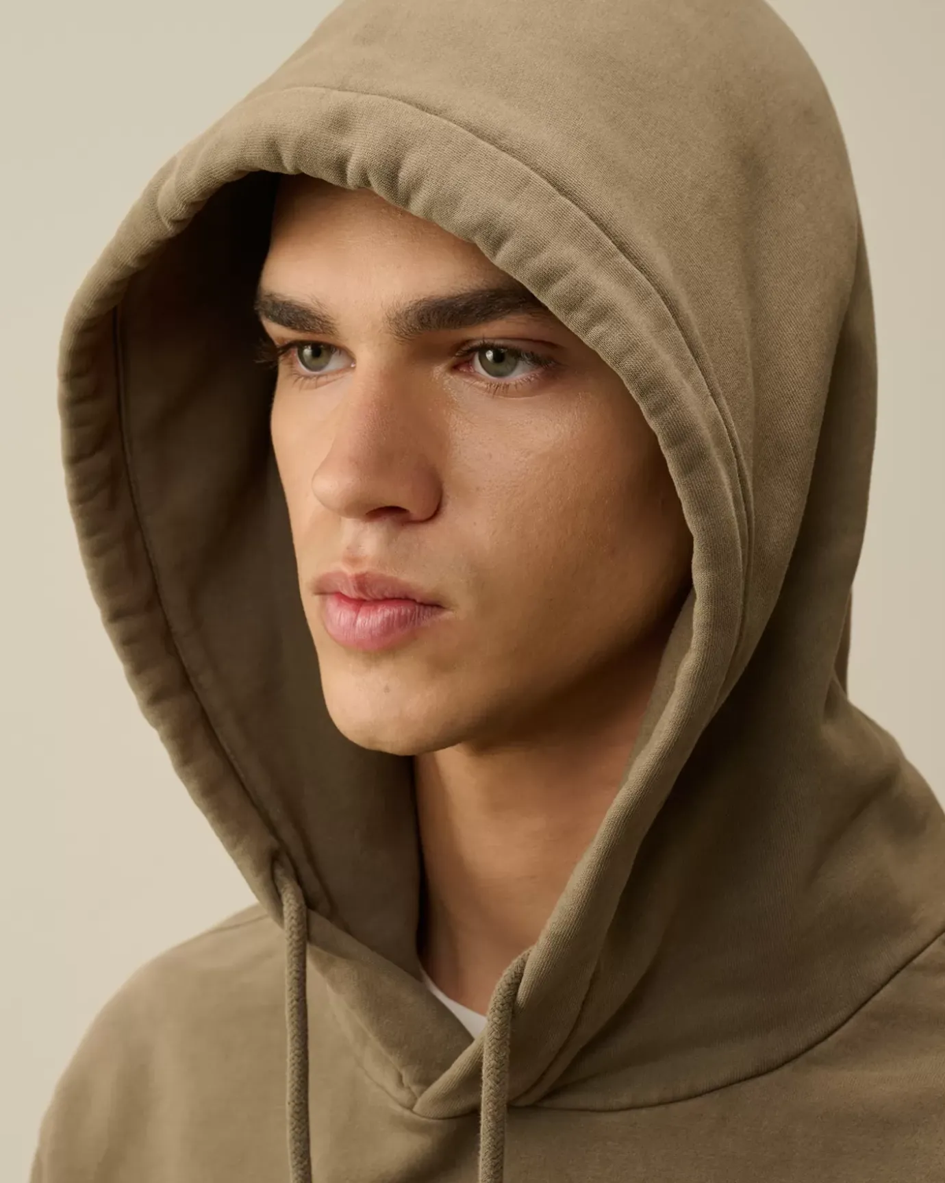 Sweatshirts<C.P. Company Brushed and Emerized Diagonal Fleece Lens Hooded Sweatshirt Walnut – Beige