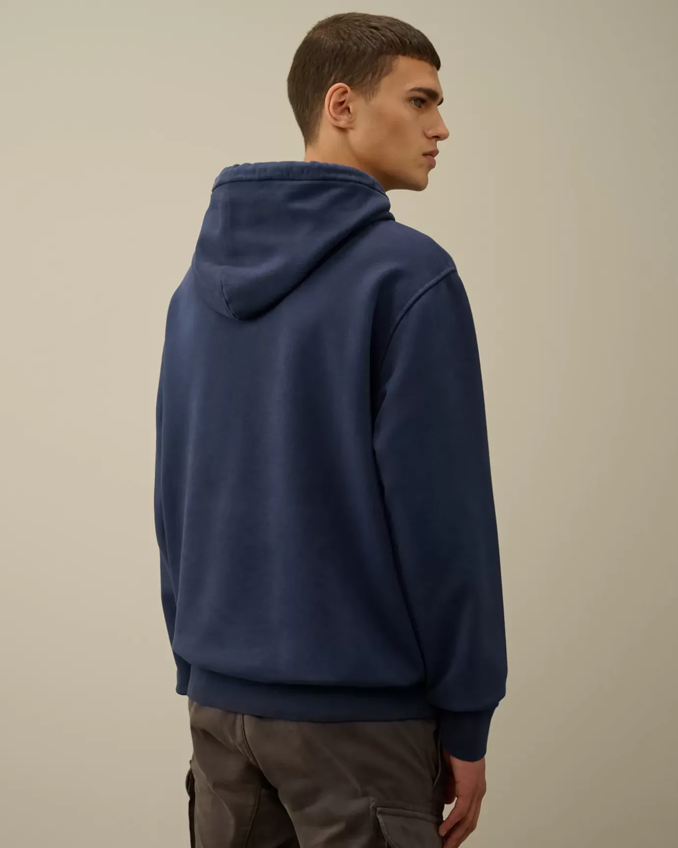 Sweatshirts<C.P. Company Brushed and Emerized Diagonal Fleece Lens Hooded Sweatshirt Estate Blue