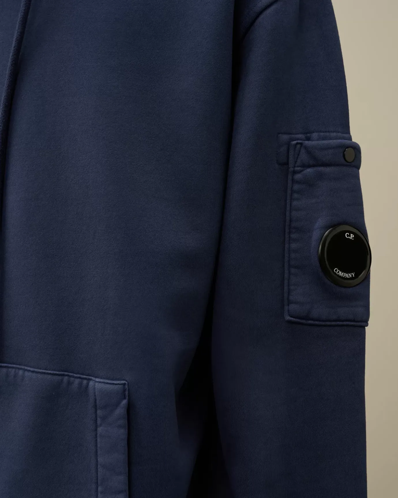 Sweatshirts<C.P. Company Brushed and Emerized Diagonal Fleece Lens Hooded Sweatshirt Estate Blue