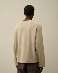 Sweatshirts<C.P. Company Brushed and Emerized Diagonal Fleece Crew Neck Utility Sweatshirt Vintage Khaki – Beige