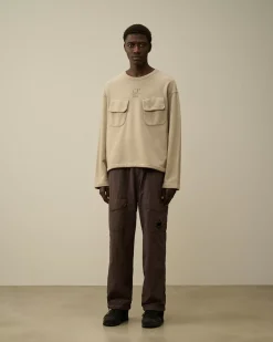 Sweatshirts<C.P. Company Brushed and Emerized Diagonal Fleece Crew Neck Utility Sweatshirt Vintage Khaki – Beige