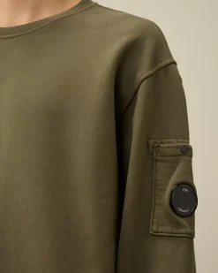 Sweatshirts<C.P. Company Brushed and Emerized Diagonal Fleece Lens Crew Neck Sweatshirt Grape Leaf – Green