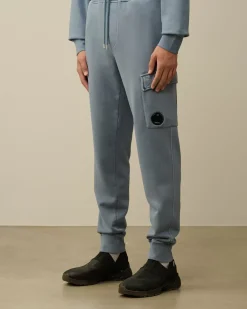 Tracksuits & Shorts<C.P. Company Brushed and Emerized Diagonal Fleece Cargo Sweatpants Flint Stone – Blue