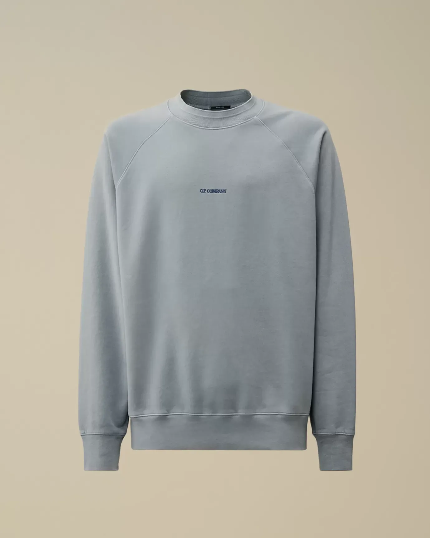 Sweatshirts<C.P. Company Brushed and Emerized Diagonal Fleece Logo Crew Neck Sweatshirt Flint Stone – Blue