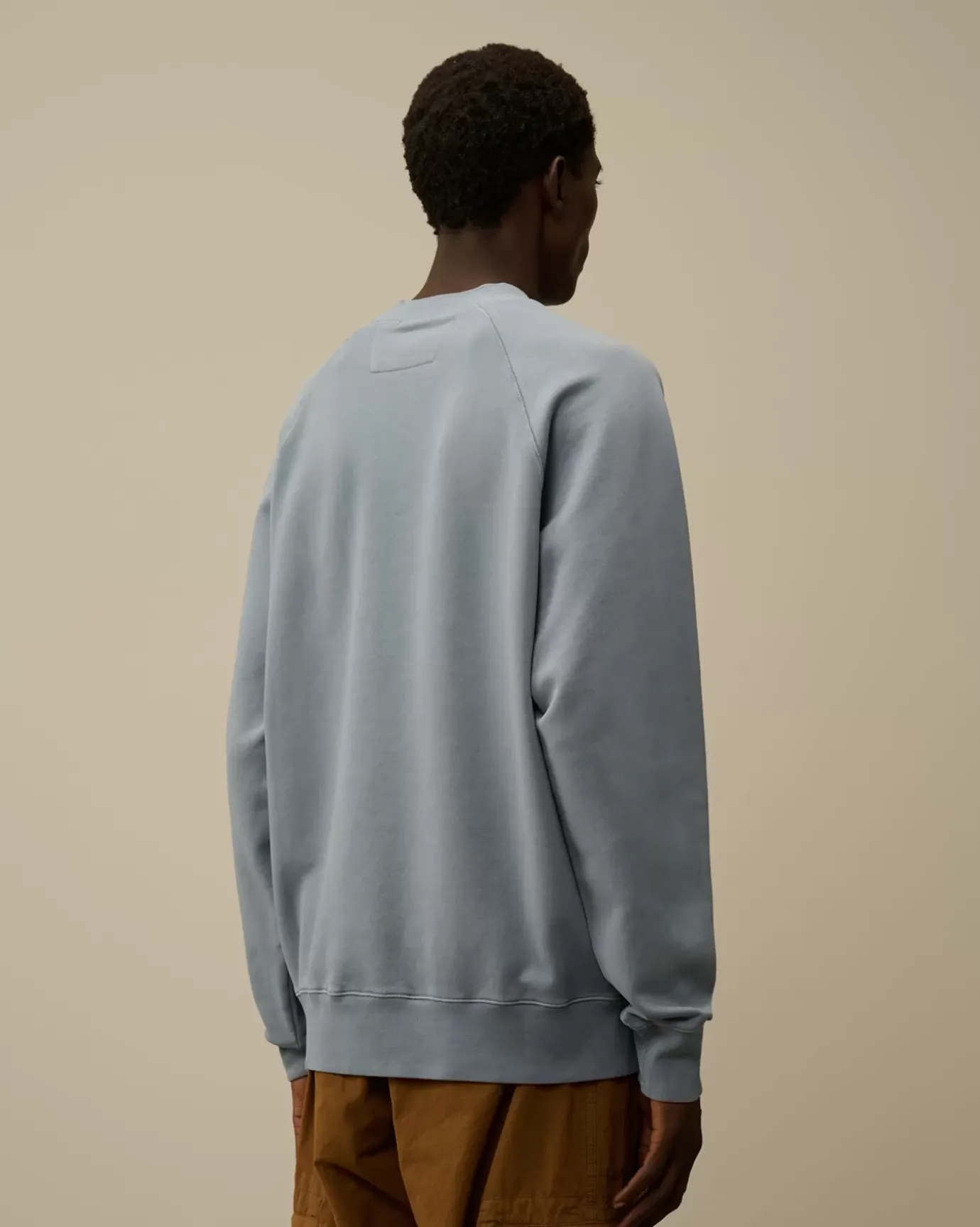 Sweatshirts<C.P. Company Brushed and Emerized Diagonal Fleece Logo Crew Neck Sweatshirt Flint Stone – Blue