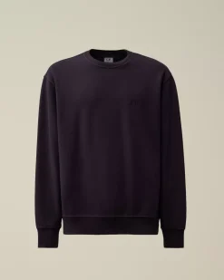 Sweatshirts<C.P. Company Brushed and Emerized Diagonal Fleece Logo Crew Neck Sweatshirt Nightshade – Purple