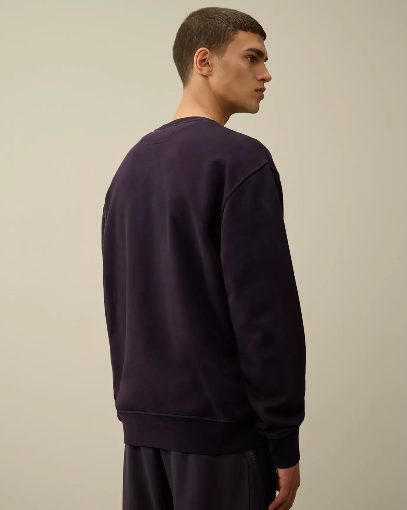 Sweatshirts<C.P. Company Brushed and Emerized Diagonal Fleece Logo Crew Neck Sweatshirt Nightshade – Purple