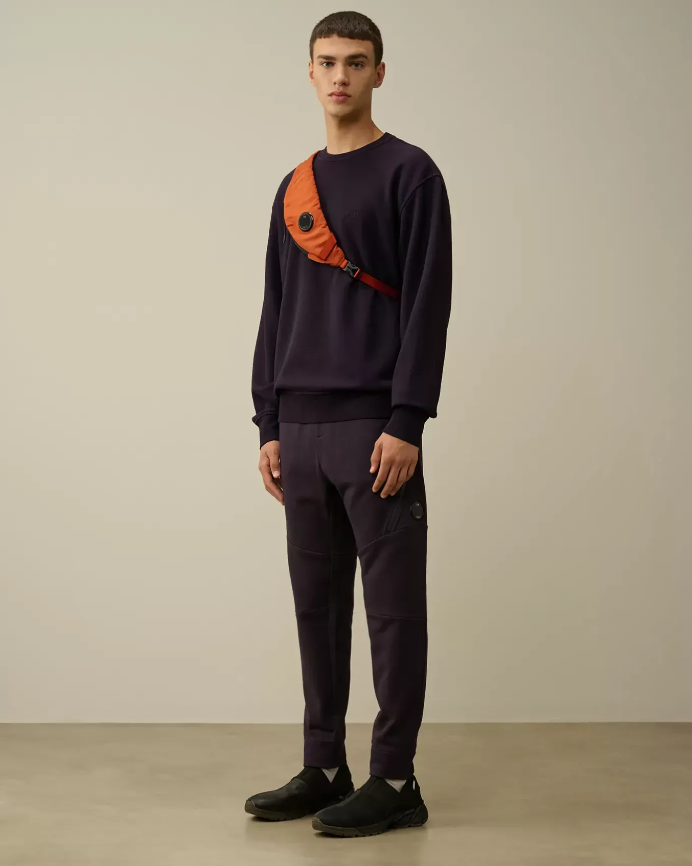 Sweatshirts<C.P. Company Brushed and Emerized Diagonal Fleece Logo Crew Neck Sweatshirt Nightshade – Purple