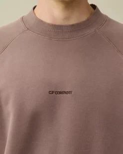 Sweatshirts<C.P. Company Brushed and Emerized Diagonal Fleece Logo Crew Neck Sweatshirt Purple Dove