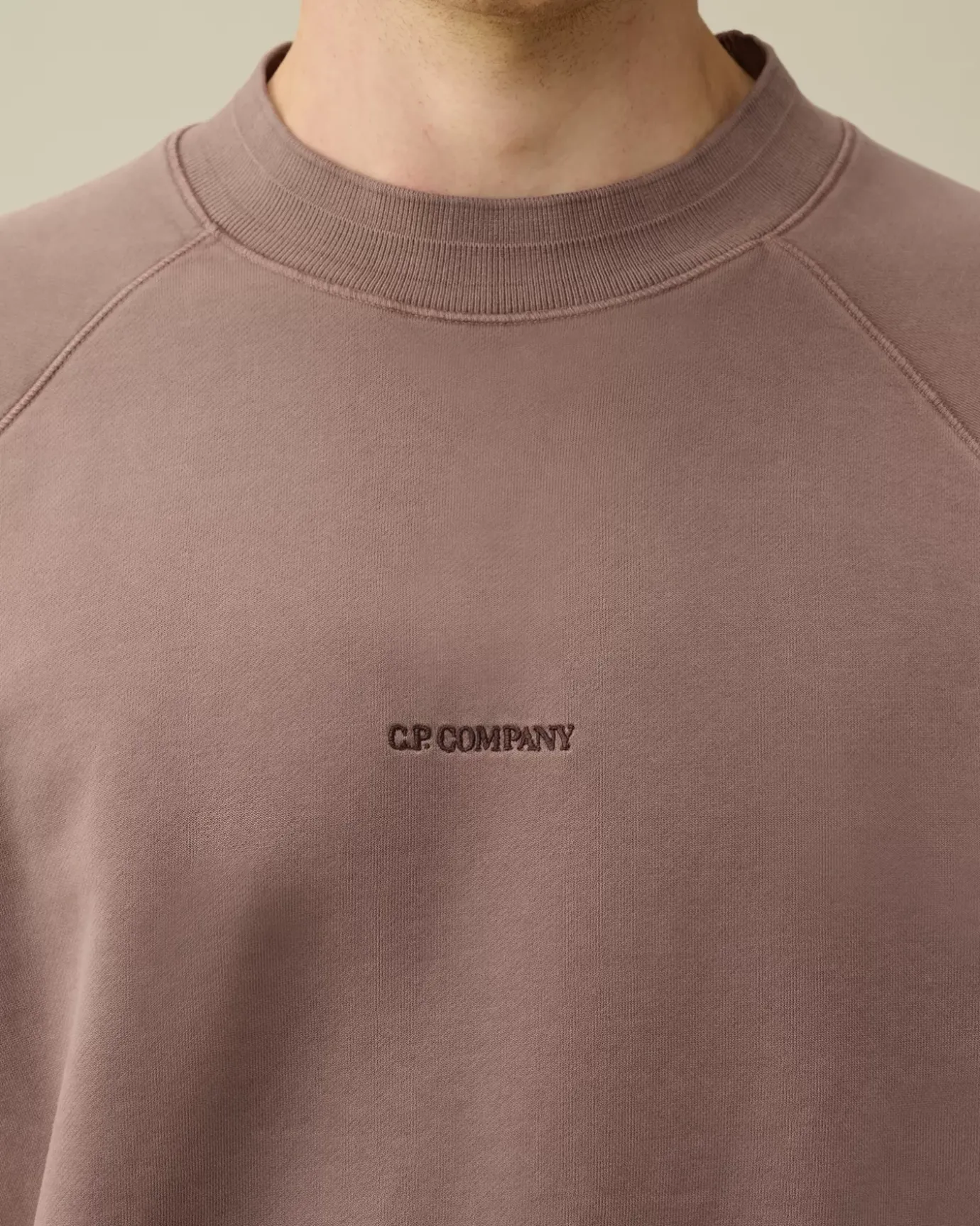 Sweatshirts<C.P. Company Brushed and Emerized Diagonal Fleece Logo Crew Neck Sweatshirt Purple Dove
