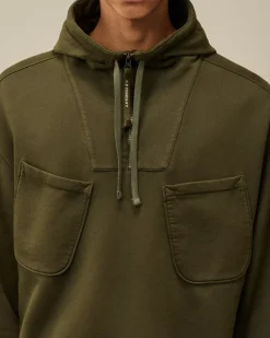 Sweatshirts<C.P. Company Brushed and Emerized Diagonal Fleece Zipped Hooded Sweatshirt Grape Leaf – Green