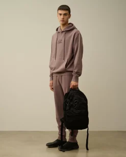 Sweatshirts<C.P. Company Brushed and Emerized Diagonal Fleece Logo Hooded Sweatshirt Purple Dove
