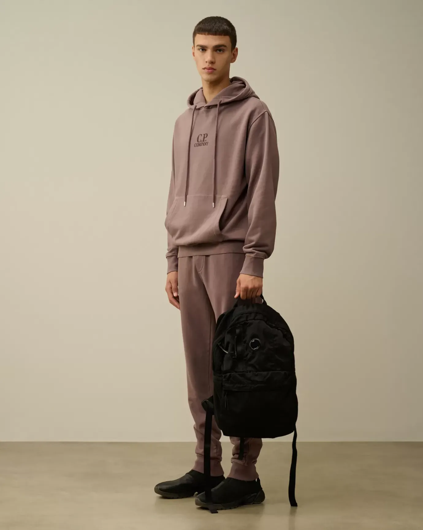 Sweatshirts<C.P. Company Brushed and Emerized Diagonal Fleece Logo Hooded Sweatshirt Purple Dove