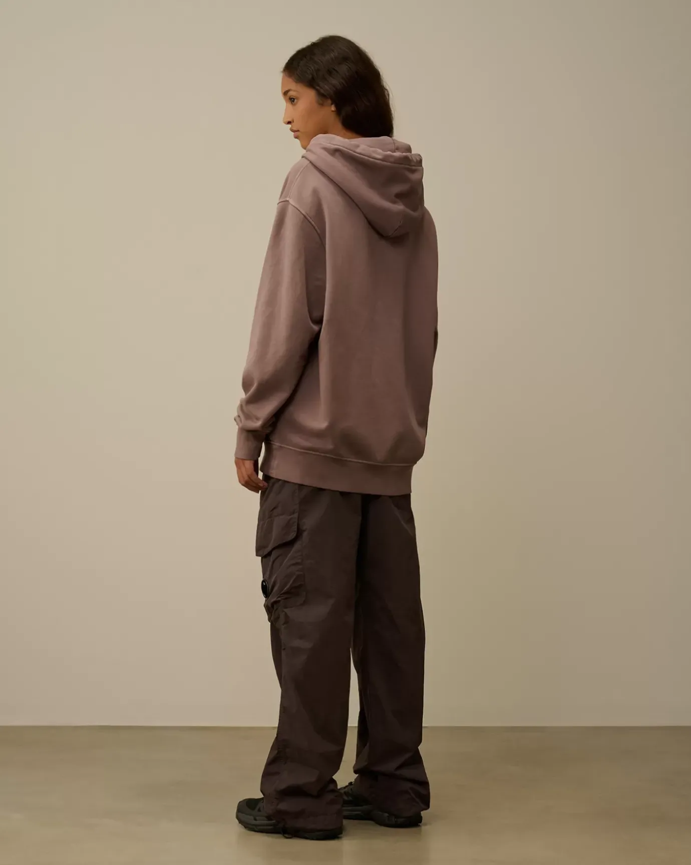 Sweatshirts<C.P. Company Brushed and Emerized Diagonal Fleece Logo Hooded Sweatshirt Purple Dove